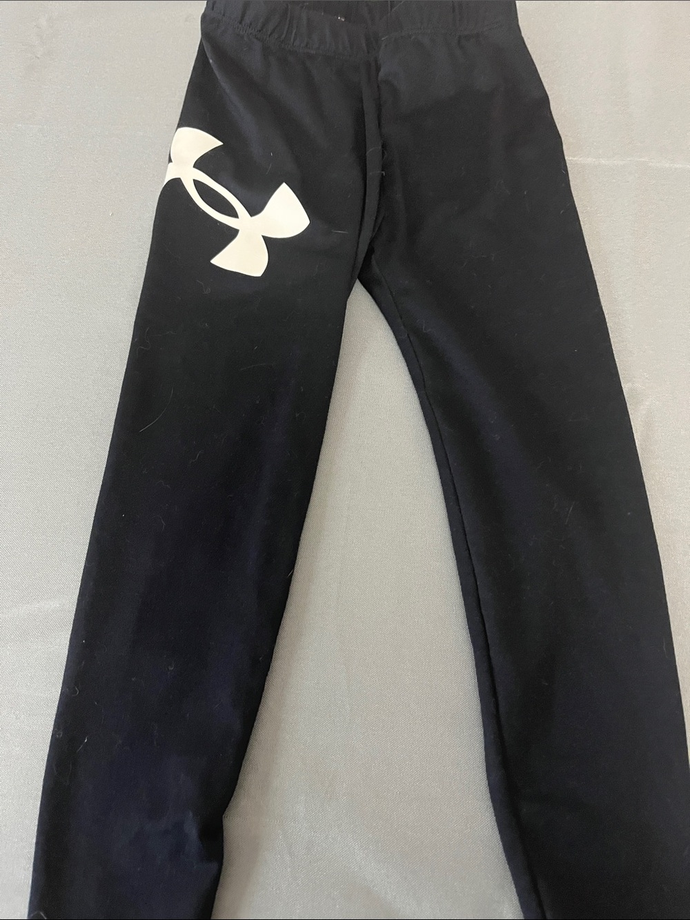 Under Armour Kids Black Leggings with White Logo Accent